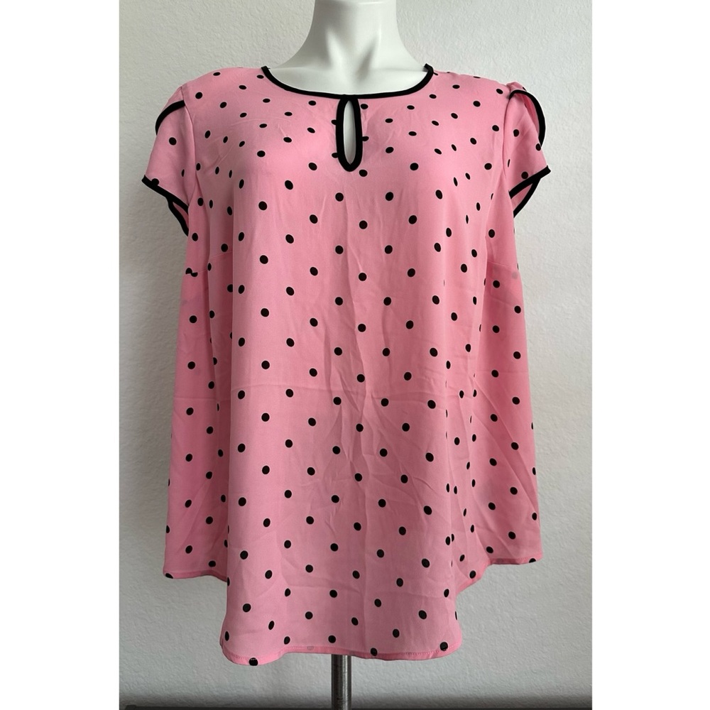 Torrid Pink Black Polka Dot Top Size 0